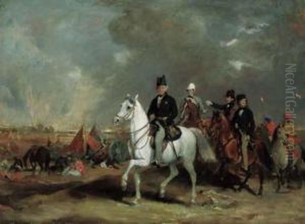 The Viscount Hardinge, 
Governor-general Of India Accompanied By Histwo Sons And Colonel Wood On
 The Battle Field Of Ferozedshah Oil Painting by Sir Francis Grant