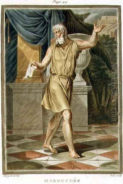 Mordecai, costume for 'Esther', from Volume I of 'Research on the Costumes and Theatre of All Nations' Oil Painting by Philippe Chery