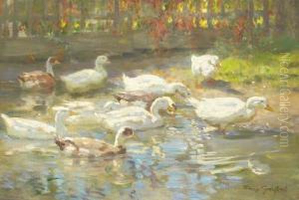 Enten Am Weiher Oil Painting by Franz Grassel