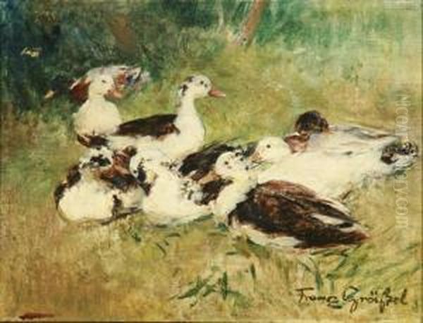 Ruhende Enten Oil Painting by Franz Grassel