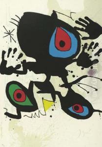 Hommage To Miro Oil Painting by Juan Grau Miro