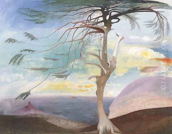 The Solitary Cedar, 1907 Oil Painting by Tivadar Kosztka Csontvary