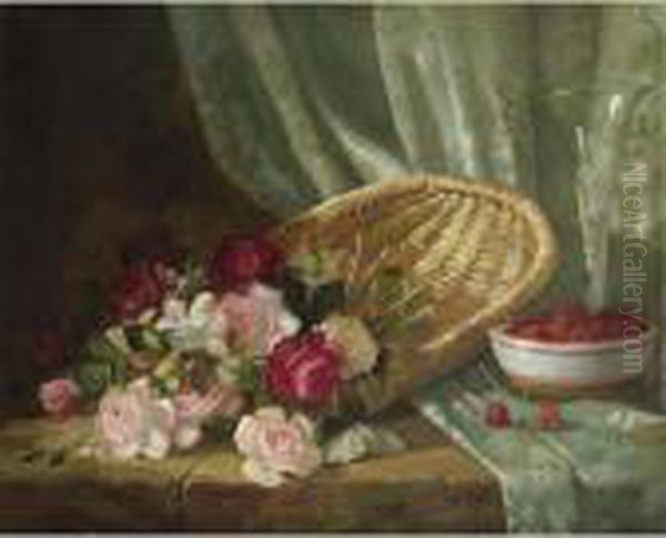 Still Life With Roses And Raspberries Oil Painting by Abbott Fuller Graves