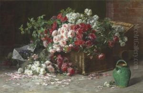 Basket Of Roses Oil Painting by Abbott Fuller Graves