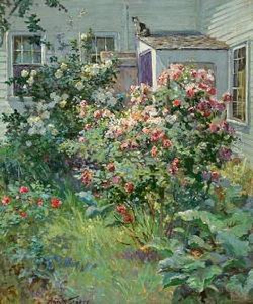 Backyard With A Cat Oil Painting by Abbott Fuller Graves