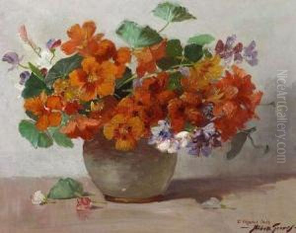 Still Life With Nasturtiums Oil Painting by Abbott Fuller Graves