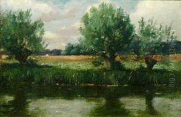 River Landscape Oil Painting by Abbott Fuller Graves