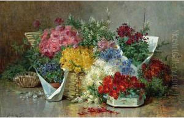 Still Life With Roses, Lilacs And Forget-me-nots Oil Painting by Abbott Fuller Graves