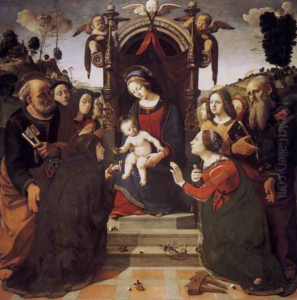 Virgin and Child Enthroned with Saints 1493 Oil Painting by Piero Di Cosimo