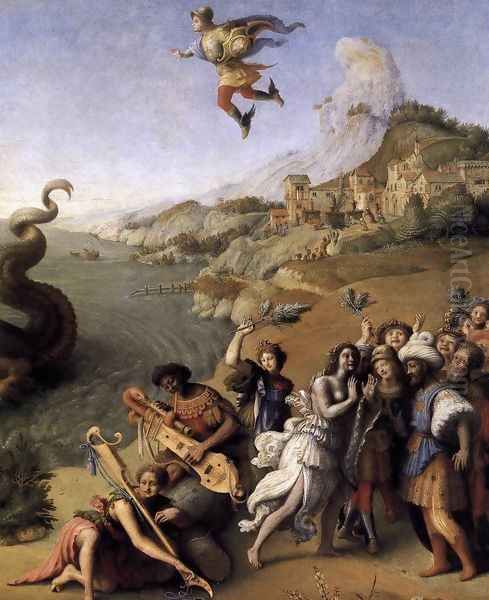 Perseus Frees Andromeda (detail-2) c. 1510 Oil Painting by Piero Di Cosimo