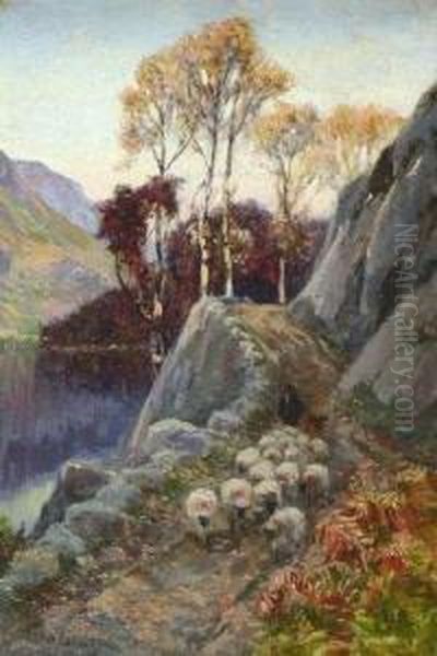 Sheep By The River Oil Painting by George Gray