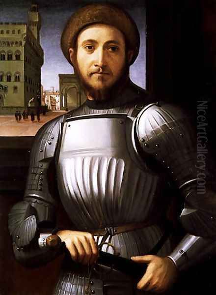 Portrait of a Man in Armour Oil Painting by Piero Di Cosimo