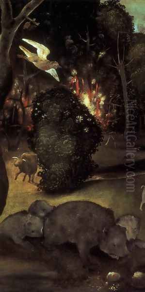 Forest Fire (detail) c. 1500 Oil Painting by Piero Di Cosimo