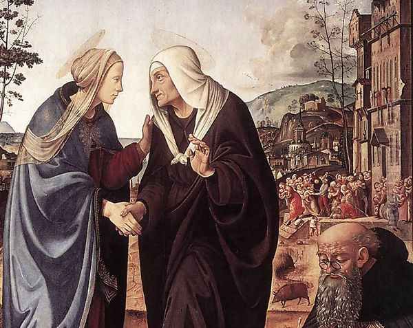 The Visitation with Sts Nicholas and Anthony (detail) 1489-90 Oil Painting by Piero Di Cosimo