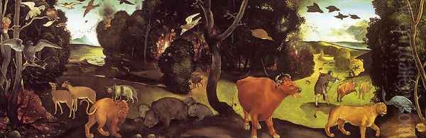 The Forest Fire Oil Painting by Piero Di Cosimo