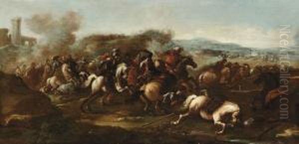 Scena Di Battaglia Oil Painting by Graziani Francesco E Pietro