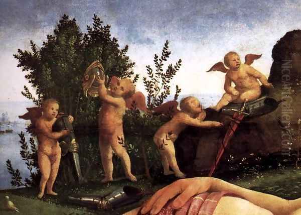 Venus, Mars, and Cupid (detail) 3 Oil Painting by Piero Di Cosimo