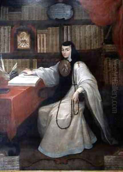 Portrait of Sor Juana Ines de la Cruz Oil Painting by Miguel Cabrera