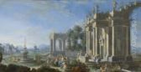 Caprice Architecturale Avec Le Triomphe De Flore Oil Painting by Gennaro Greco, Il Mascacotta