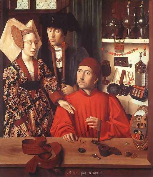 St Eligius in His Workshop 1449 Oil Painting by Petrus Christus