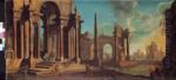 Capriccio Architettonico Oil Painting by Gennaro Greco, Il Mascacotta