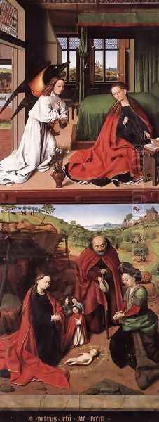 Annunciation and Nativity 1452 Oil Painting by Petrus Christus