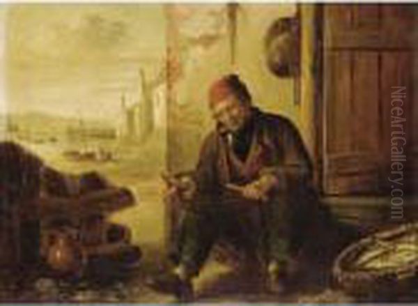 The Mackerel Fisherman Oil Painting by Alfred H. Green