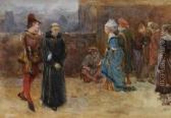 A Courtly Scene Oil Painting by Charles Green