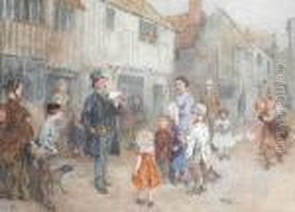 The Town Crier Oil Painting by Charles Green