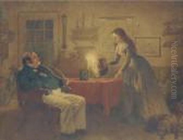 Captain Cuttle And Florence Dombey Oil Painting by Charles Green