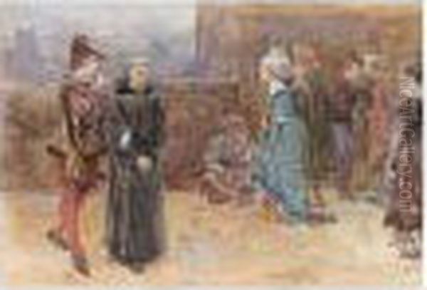 A Courtly Scene Oil Painting by Charles Green