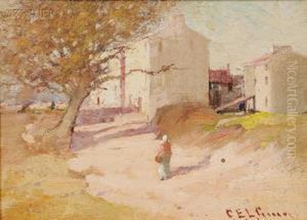 Village Scene Oil Painting by Charles Edwin Lewis Green