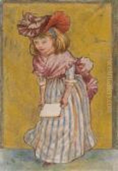 A Little Girl In Van Dyck Costume; A Littleboy In Van Dyck Costume, A Pair Oil Painting by Kate Greenaway