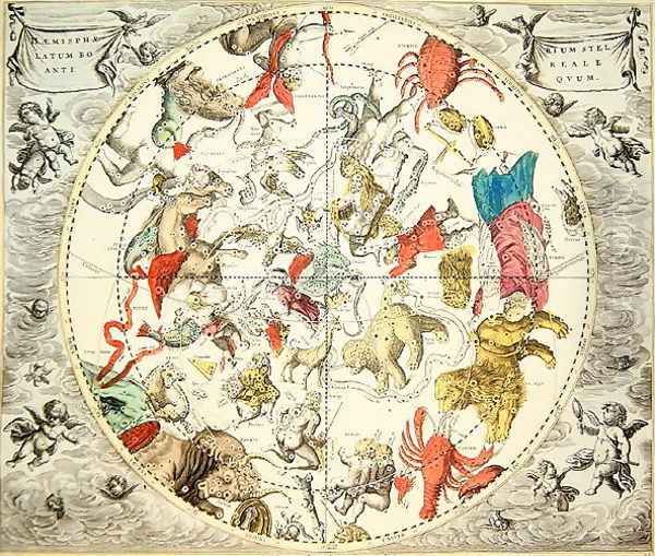 Celestial Planisphere Showing the Signs of the Zodiac, from 'The Celestial Atlas, or The Harmony of the Universe' Oil Painting by Andreas Cellarius