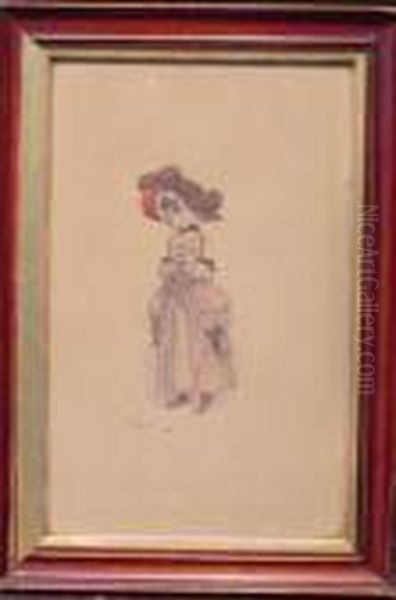 Young Girl With Feathered Hat Oil Painting by Kate Greenaway