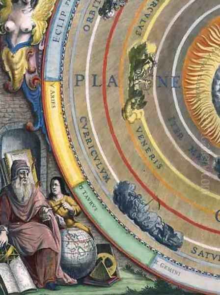 An Astronomer, detail from a map of the planets, from 'The Celestial Atlas, or The Harmony of the Universe' Oil Painting by Andreas Cellarius