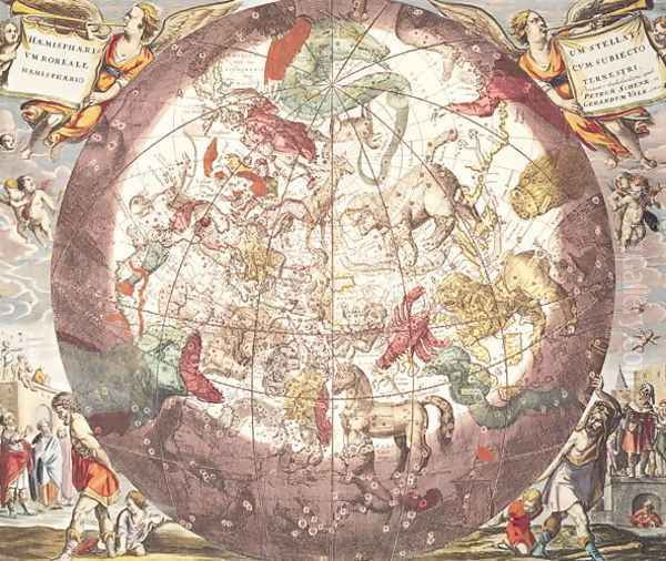 Northern (Boreal) Hemisphere, from 'Atlas Coelestis' Oil Painting by Andreas Cellarius