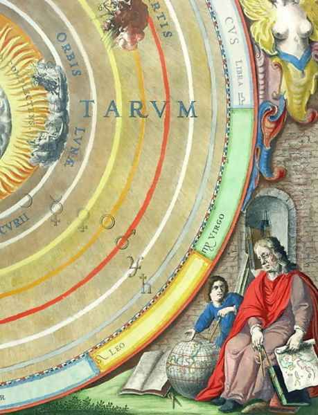 An Astronomer, detail from a map of the planets, from 'A Celestial Atlas, or The Harmony of the Universe' Oil Painting by Andreas Cellarius