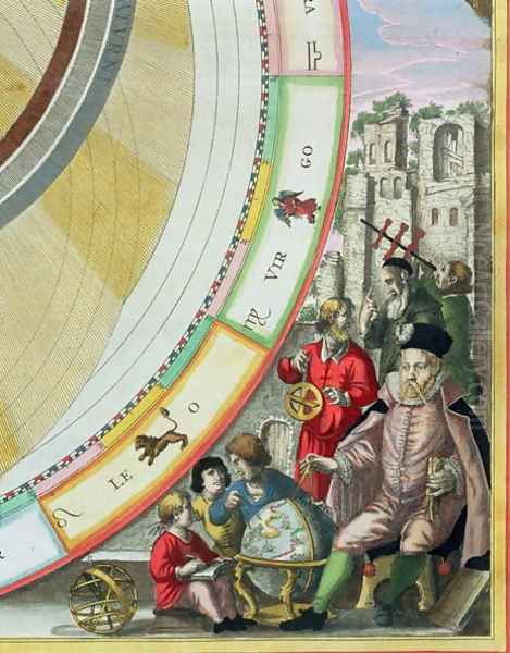 Tycho Brahe (1546-1601), detail from a map showing his system of planetary orbits, from 'The Celestial Atlas, or The Harmony of the Universe' Oil Painting by Andreas Cellarius