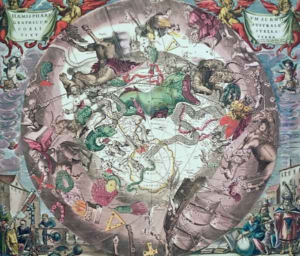 Constellations of the Southern Hemisphere, from 'The Celestial Atlas, or the Harmony of the Universe' Oil Painting by Andreas Cellarius