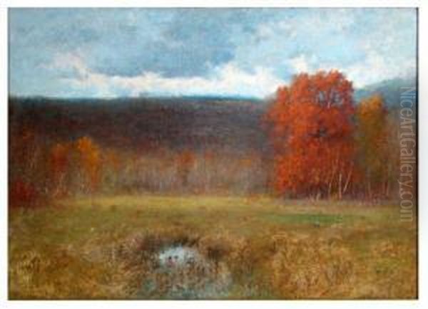 Fall Landscape With Birch Trees Oil Painting by Joseph H. Greenwood