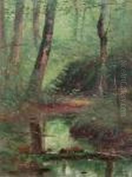 Forest Stream Oil Painting by Joseph H. Greenwood