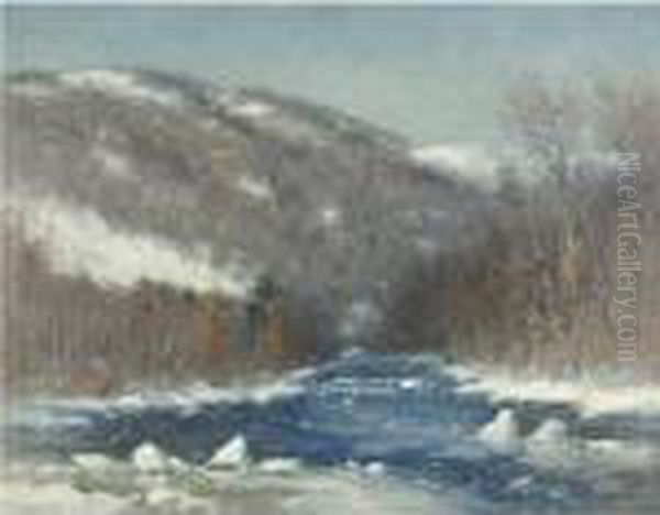 Breaking Ice Oil Painting by Joseph H. Greenwood