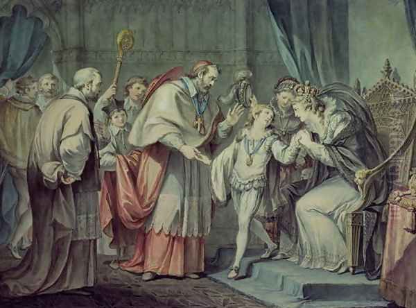 Richard, Duke of York, taking leave of his Mother, Elizabeth Woodville, in the Sanctuary, Westminster Oil Painting by Giovanni Battista Cipriani