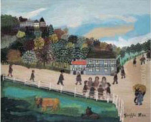 La Place Au Village Oil Painting by Leon Greffe