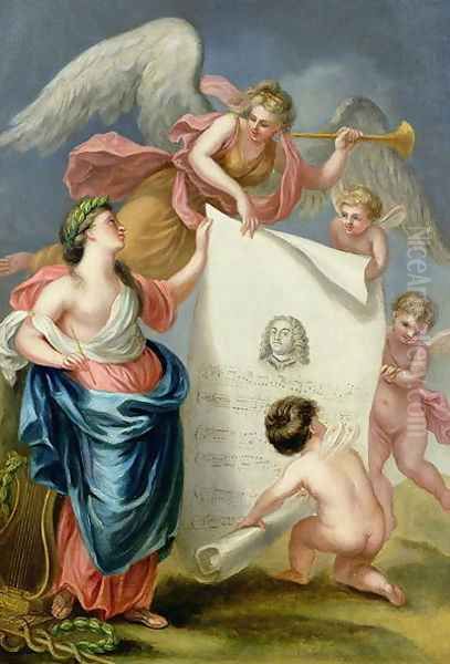 Allegorical study for a memorial print of Handel Oil Painting by Giovanni Battista Cipriani