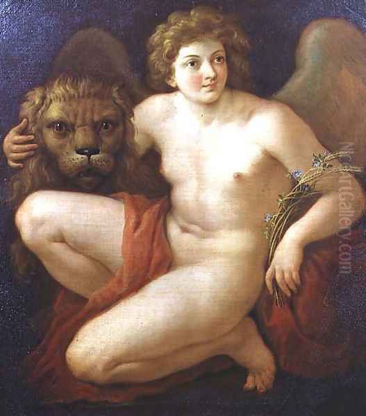 Peace, holding a lion's head Oil Painting by Giovanni Battista Cipriani