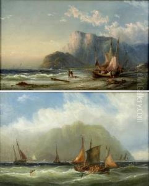 Fishing Boats Along The Coast Oil Painting by George Gregory