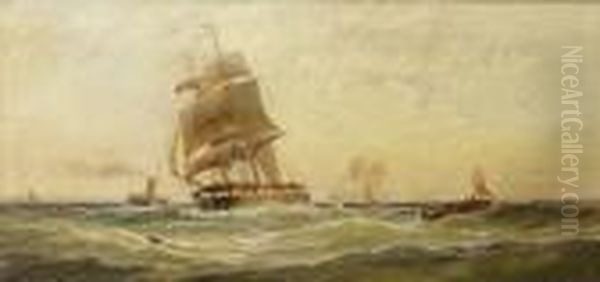 Running Down The Channel In A Fair Wind As She Clears The Stern Of The Ferry Oil Painting by George Gregory