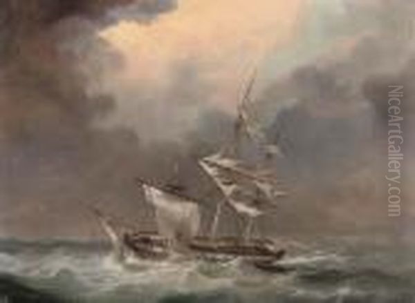 A Ship In Distress Oil Painting by George Gregory